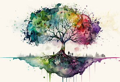 Fototapeta Akvarelová maľba Stromu života na jar ft 580406451